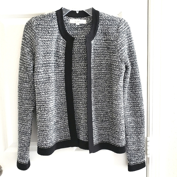 ANN TAYLOR LOFT CARDIGAN SZ XS BLACK GRAY WHITE - Picture 4 of 7